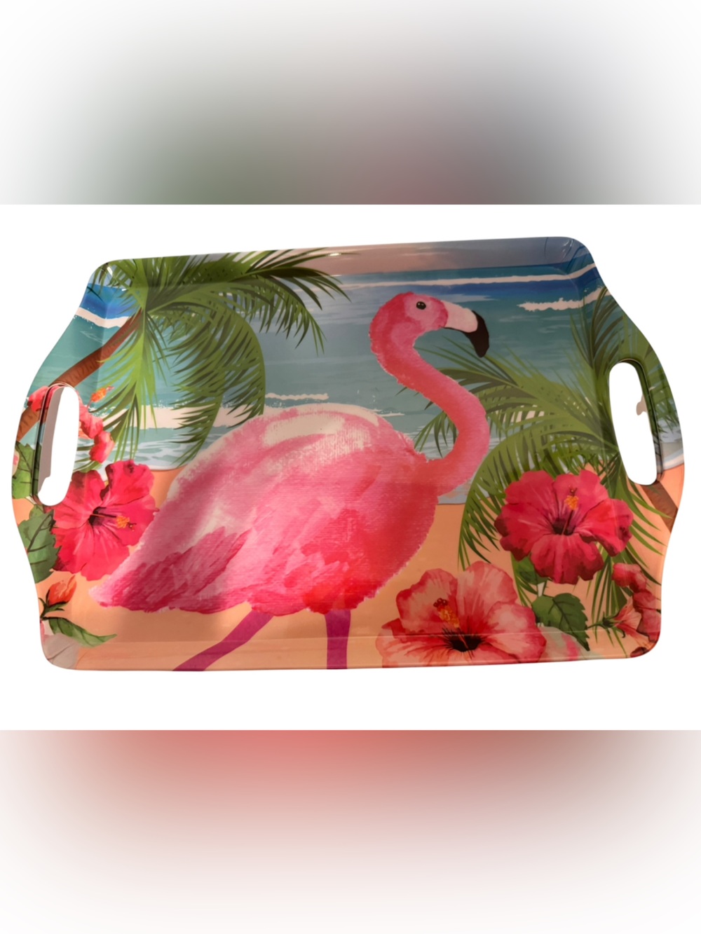 Giveaway.  Tropical Flamingo Beach Serving Tray